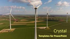  Presentation with alternative energy - Presentation design featuring aerial-view-of-large-wind background and a tawny brown colored foreground