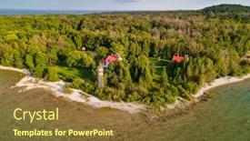  Presentation with park - Slide deck having aerial-view-of-leelanau-state background and a tawny brown colored foreground