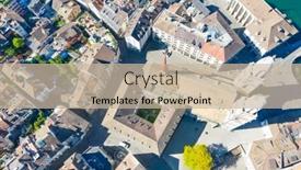  Presentation with financial center - Beautiful theme featuring aerial-view-of-limmat-river backdrop and a soft green colored foreground