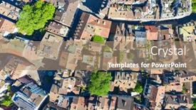  Presentation with financial center - Cool new theme with aerial-view-of-limmat-river backdrop and a coral colored foreground