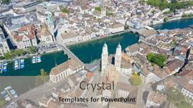  Presentation with financial center - Amazing PPT theme having aerial-view-of-limmat-river backdrop and a light gray colored foreground