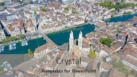  Presentation with financial center - Audience pleasing PPT theme consisting of aerial-view-of-limmat-river backdrop and a light gray colored foreground