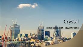  Presentation with london - Slides consisting of aerial view of london city background and a light blue colored foreground