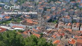  Presentation with croatia - Presentation theme consisting of aerial view of main city square on island of hvar croatia background and a gray colored foreground
