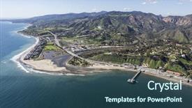  Presentation with aerial view of cape town - Slide deck consisting of aerial view of malibu pier background and a ocean colored foreground