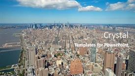  Presentation with new york - Presentation theme consisting of aerial-view-of-manhattan-new background and a gray colored foreground