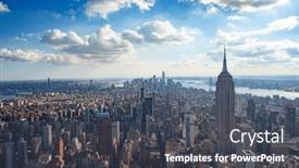  Presentation with manhattan - Presentation design enhanced with aerial-view-of-manhattan-new background and a dark gray colored foreground