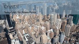  Presentation with new york city - Slides having aerial-view-of-manhattan-new background and a light blue colored foreground