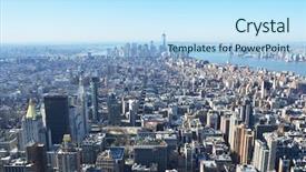  Presentation with manhattan - Cool new slides with aerial view of manhattan nyc backdrop and a light blue colored foreground