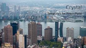  Presentation with manhattan - Beautiful PPT layouts featuring aerial-view-of-manhattan-skyscrapers backdrop and a light blue colored foreground