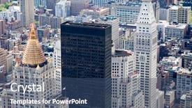  Presentation with empire state building - Audience pleasing presentation theme consisting of aerial view of manhattan taken backdrop and a ocean colored foreground