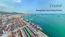 Presentation with import export - Theme with aerial-view-of-manufacturing-logistics background and a light blue colored foreground