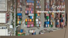  Presentation with import export - Theme having aerial-view-of-manufacturing-logistics background and a violet colored foreground