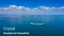  Presentation with cargo - Theme consisting of aerial-view-of-many-cargo background and a ocean colored foreground