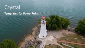  Presentation with lighthouse - PPT layouts enhanced with aerial-view-of-marblehead-lighthouse background and a seafoam green colored foreground