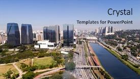  Presentation with aerial - Colorful PPT theme enhanced with aerial view of marginal pinheiros backdrop and a light blue colored foreground