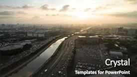  Presentation with city of chicago aerial view - Audience pleasing slide deck consisting of aerial view of marginal tiete backdrop and a  colored foreground