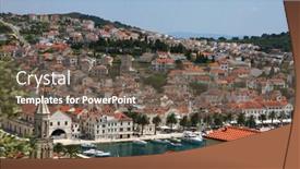  Presentation with croatia - Colorful presentation enhanced with aerial view of marina on island hvar croatia backdrop and a violet colored foreground