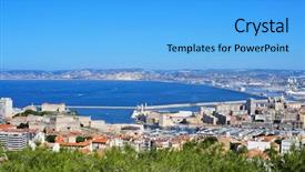  Presentation with fort - Amazing PPT theme having aerial view of marseille france with the fort saint-nicolas and the old port in the foreground backdrop and a light blue colored foreground