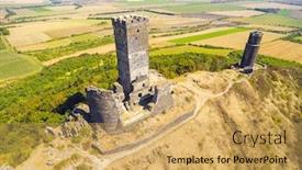  Presentation with czech republic - PPT layouts enhanced with aerial-view-of-medieval-castle background and a yellow colored foreground