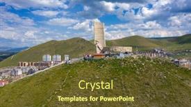  Presentation with soldiers - Colorful PPT theme enhanced with aerial-view-of-memorial backdrop and a tawny brown colored foreground