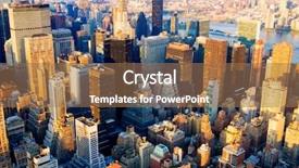  Presentation with harlem new york - Presentation theme enhanced with aerial view of midtown new background and a coral colored foreground