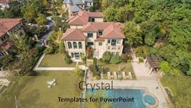  Presentation with hill - Audience pleasing slide set consisting of aerial-view-of-modern-villas backdrop and a yellow colored foreground