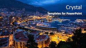  Presentation with port - Cool new slide deck with aerial-view-of-monaco-monte backdrop and a ocean colored foreground
