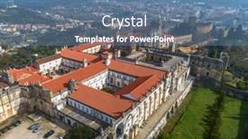  Presentation with christ - Cool new slide deck with aerial-view-of-monastery-convent backdrop and a teal colored foreground