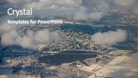  Presentation with city buildings winter storm - Slide deck with aerial view of multi storey background and a gray colored foreground