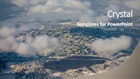  Presentation with city buildings winter storm - Colorful slide set enhanced with aerial view of multi storey backdrop and a  colored foreground