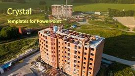  Presentation with summer time - Beautiful PPT layouts featuring aerial view of multi-storey backdrop and a tawny brown colored foreground