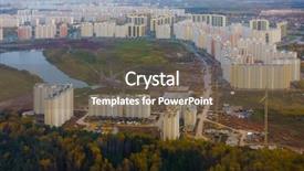  Presentation with city of chicago aerial view - PPT theme featuring aerial view of multi storey background and a  colored foreground