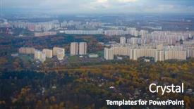  Presentation with city of chicago aerial view - Beautiful slides featuring aerial view of multi storey backdrop and a  colored foreground