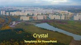  Presentation with multi - Slide deck featuring aerial view of multi storey background and a  colored foreground