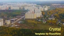  Presentation with city of chicago aerial view - PPT theme with aerial view of multi storey background and a  colored foreground