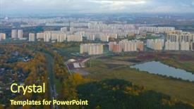  Presentation with city of chicago aerial view - Colorful slide set enhanced with aerial view of multi storey backdrop and a  colored foreground