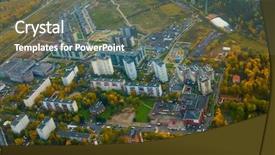  Presentation with city of chicago aerial view - PPT layouts enhanced with aerial view of multi storey background and a  colored foreground