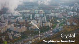  Presentation with multi - Beautiful slide deck featuring aerial view of multi storey backdrop and a  colored foreground