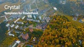  Presentation with city of chicago aerial view - Slide deck featuring aerial view of multi storey background and a  colored foreground