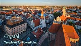  Presentation with aerial - PPT layouts with aerial-view-of-munich-marienplatz background and a navy blue colored foreground