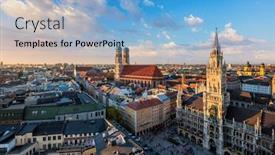  Presentation with peter - PPT theme featuring aerial-view-of-munich-marienplatz background and a light blue colored foreground