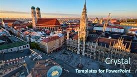  Presentation with aerial - Audience pleasing PPT layouts consisting of aerial-view-of-munich-marienplatz backdrop and a ocean colored foreground