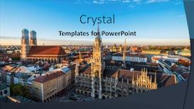  Presentation with peter - Presentation design featuring aerial-view-of-munich-marienplatz background and a light blue colored foreground