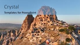  Presentation with city night - Presentation enhanced with aerial-view-of-natural-rock background and a light blue colored foreground