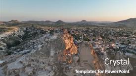  Presentation with city night - Presentation design with aerial-view-of-natural-rock background and a gray colored foreground