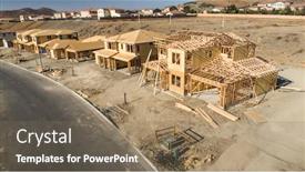  Presentation with construction site construction - PPT layouts enhanced with aerial-view-of-new-homes background and a violet colored foreground