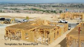  Presentation with construction site construction - Slide set having aerial-view-of-new-homes background and a coral colored foreground