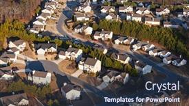 Presentation with aerial - PPT layouts having aerial-view-of-new-suburban background and a tawny brown colored foreground