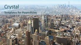  Presentation with new york - PPT theme with aerial view of new york background and a sky blue colored foreground